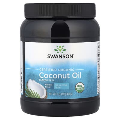 Swanson Vitamins Органическое кокосовое масло, без вкуса, 3 lb 4 oz (1.47 kg)