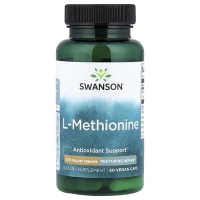 L-Метионин Swanson Vitamins AjiPure® 500 mg, 60 веганских капсул