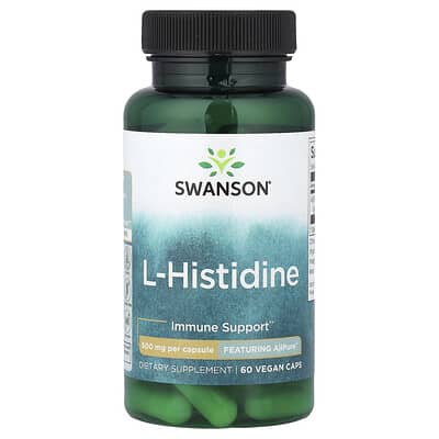L-Histidine, 500 mg, 60 веганских капсул