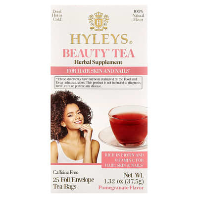 Чай Hyleys Tea Beauty Tea Pomegranate Caffeine-Free, 25 пакетиков, 1.32 oz (37.5 g)