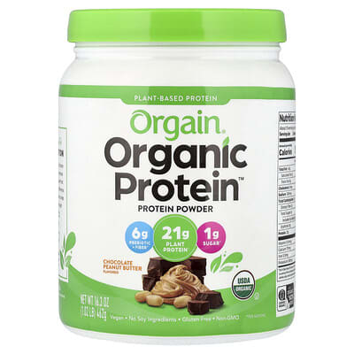 Растительный протеиновый порошок Orgain Organic Protein™, Chocolate Peanut Butter, 1.02 lbs (462 g)