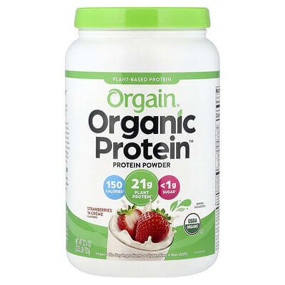 Organic Protein™ Powder, Plant-Based, Strawberries 'N Cream, 2.03 lbs (920 g)