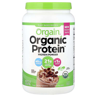 Organic Protein™ Powder, Plant-Based, Iced Coffee, 2.03 lbs (920 g)