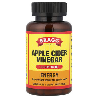 Bragg Energy, Apple Cider Vinegar + 6 B Vitamins, 90 капсул