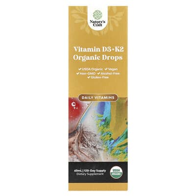 Органические капли Витамин D3 + K2, без спирта, 60 ml