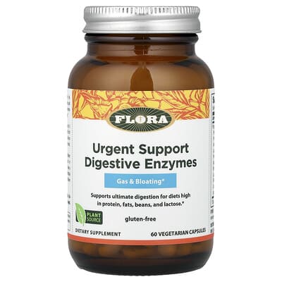 Flora пищеварительные ферменты Urgent Support 60 вегетарианских капсул