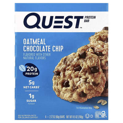 Протеиновый батончик Quest Nutrition Oatmeal Chocolate Chip, 4 шт., по 2.12 oz (60 g) каждый
