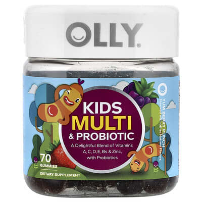 OLLY Детские мармеладные витамины Multi & Probiotic, Yum Berry Punch, 70 шт