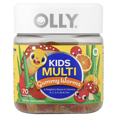 Мармеладные червячки OLLY Kids Multi Gummy Worms, Sour Fruity Punch, 70 шт