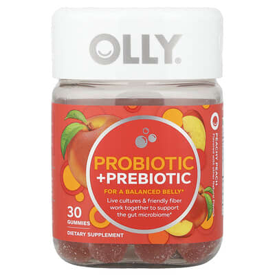 OLLY Пробиотик + Пребиотик, Peachy Peach, 30 желейных конфет