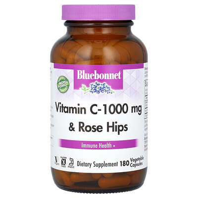 Bluebonnet Nutrition витамин C-1,000 mg & Rose Hips 180 вегетарианских капсул