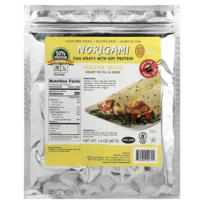 Egg Wraps with Soy Protein, Sesame Seeds, 10 Thin Wraps, 1.4 oz (40 g)