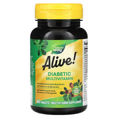 Alive!® Мультивитамины для диабетиков, 60 таблеток