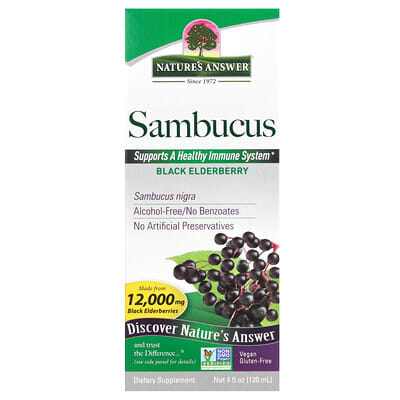 Sambucus, черная бузина, без спирта, 2,500 мг, 4 fl oz (120 ml)