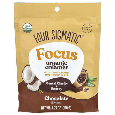 Растительный сливочный напиток Four Sigmatic Focus Organic Creamer с грибом Lion's Mane и B12, Chocolate, 4.23 oz (120 g)