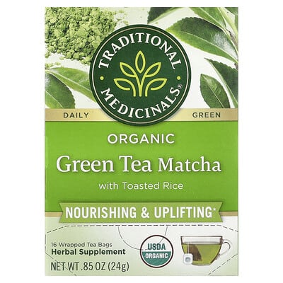 Органистий зеленый чай Matcha с обжаренным рисом, 16 пакетиков, 0.85 oz (24 g)
