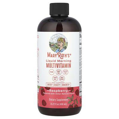 MaryRuth's Liquid Morning мультивитамины в жидком виде, Raspberry, 15.22 fl oz (450 ml)