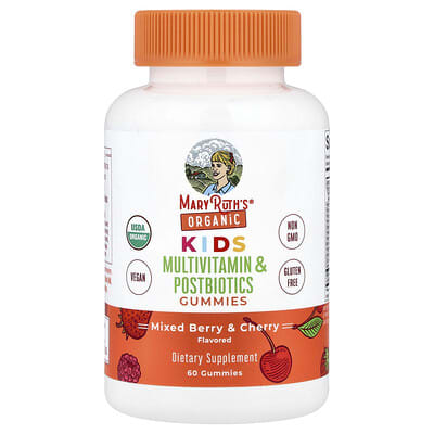 Мультивитамины для детей MaryRuth's Organic Kids Multivitamin & Postbiotics Gummies, Mixed Berry & Cherry, 60 Gummies