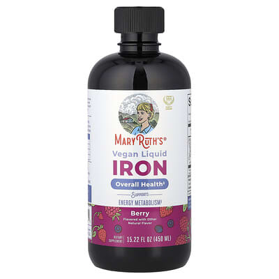MaryRuth's веганское жидкое железо, для детей от 4 лет, ягодное, 15.22 fl oz (450 ml)