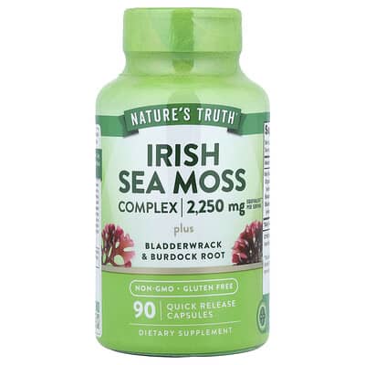 Nature's Truth комплекс Irish Sea Moss с Bladderwrack и корнем лопуха, 90 капсул быстрого высвобождения