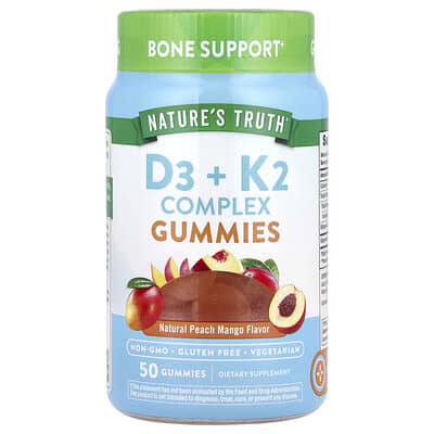 Nature's Truth D3 + K2 Complex Gummies персик-манго 50 капсул