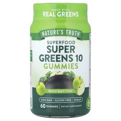 Суперфуд Nature's Truth Super Greens 10 Gummies, Natural Apple, 60 шт