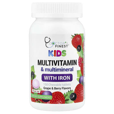 Детские мультивитамины и мультиминералы Doctor's Finest Grape & Berry, 150 жевательных таблеток