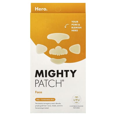Гидроколлоидные патчи Hero Cosmetics Mighty Patch®, для жирной и комбинированной кожи, 5 шт