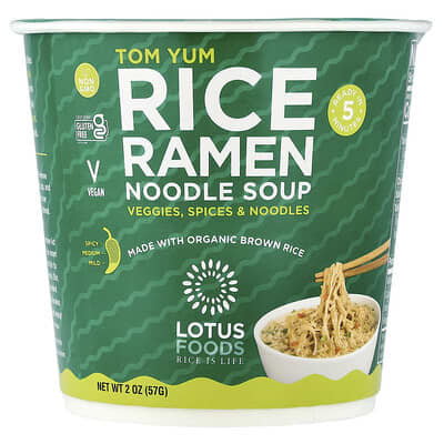 Рисовая лапша Lotus Foods Tom Yum, 2 oz (57 g)