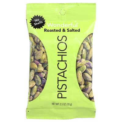 Фисташки Wonderful Pistachios, жареные и соленые, без скорлупы, 2.5 oz (70 g)