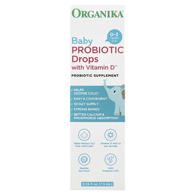 Пробиотики для детей с витамином D, 0-3 года, 0.25 fl oz (7.5 ml)