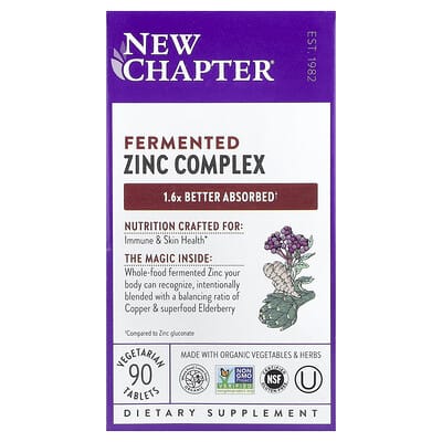 New Chapter Fermented Zinc Complex, 90 вегетарианских таблеток
