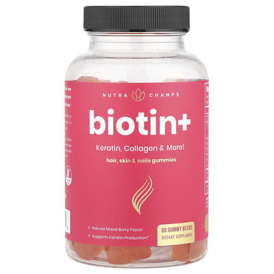 Biotin+, смесь ягод, 60 жевательных мармеладок