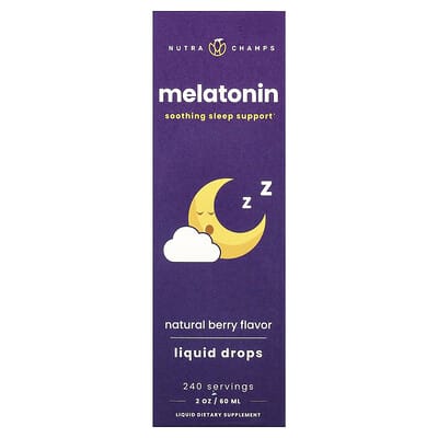 Melatonin жидкие капли, натуральный ягодный вкус, 2 oz (60 ml)