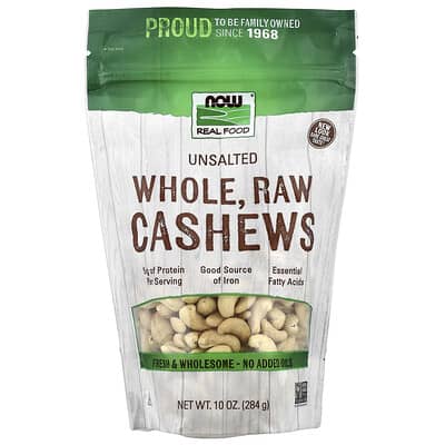 Цельный сырой кешью Real Food, несоленый, 10 oz (284 g)