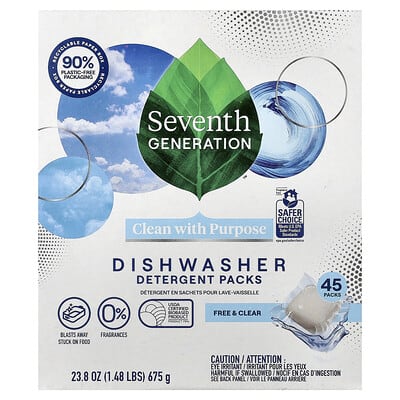 Средство для мытья посуды Seventh Generation Free & Clear, 45 пакетиков, 23.8 oz (675 g)