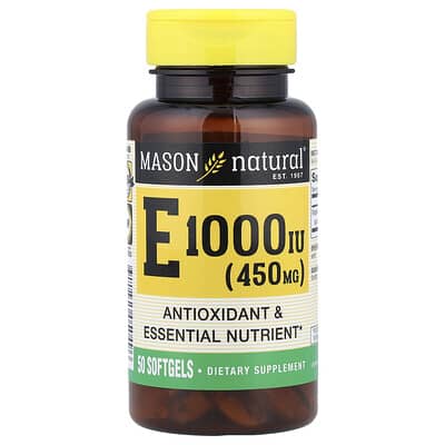 Витамин E, 450 mg (1,000 IU), 50 мягких капсул