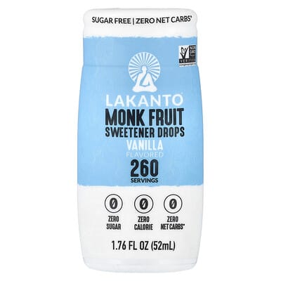 Monkfruit Sweetener Drops, Vanilla, 1.76 fl oz (52 ml)