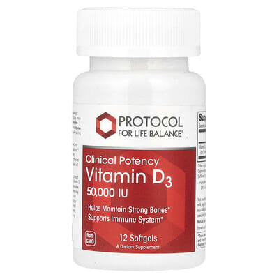 Vitamin D3, Clinical Potency, 1,250 mcg (50,000 IU), 12 Softgels