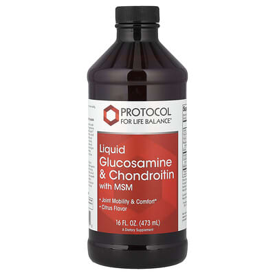Жидкий глюкозамин и хондроитин с MSM Protocol for Life Balance, Citrus, 16 fl oz (473 ml)