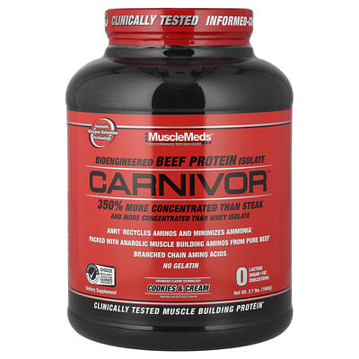 Carnivor™, Bioengineered Beef Protein Isolate, Cookies & Cream, 3.7 lbs (1680 g)