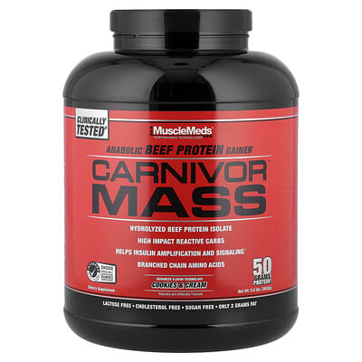 Белковый гейнер MuscleMeds Carnivor™ Mass, печенье с кремом, 5.8 lbs (2,632 g)