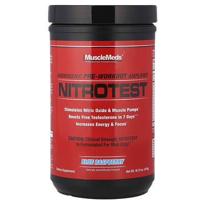 Nitrotest™, Androgenic Pre-Workout Amplifier, Blue Raspberry, 16.72 oz (474 g)