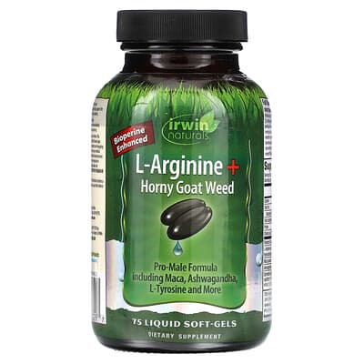 Irwin Naturals L-Arginine + Horny Goat Weed, 75 жидких мягких капсул