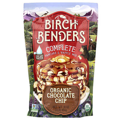 Birch Benders Смесь для блинов и вафель, органические шоколадные крошки, 454 g