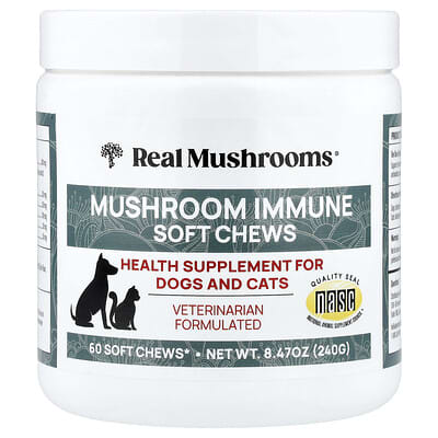 Mushroom Immune мягкие жевательные добавки для собак и кошек, 60 шт., 8.47 oz (240 g)