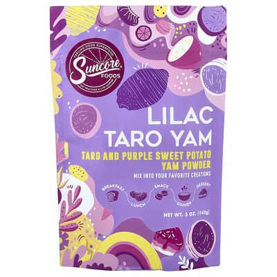 Порошок Suncore Foods Lilac Taro Yam, Taro and Purple Sweet Potato Yam Powder, 5 oz (142 g)