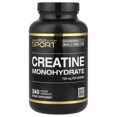 Спортивный чистый моногидрат креатина, 750 mg, 240 вегетарианских капсул