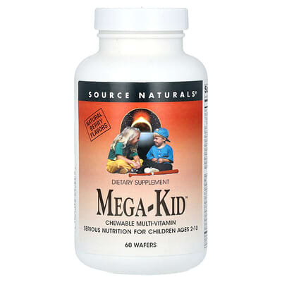 Mega-Kid, жевательные мультивитамины, для детей 2-10 лет, натуральная ягода, 60 таблеток
