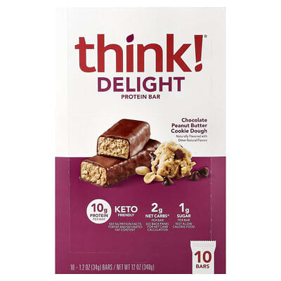 Протеиновый батончик Delight Chocolate Peanut Butter Cookie Dough 10 шт. 34 g